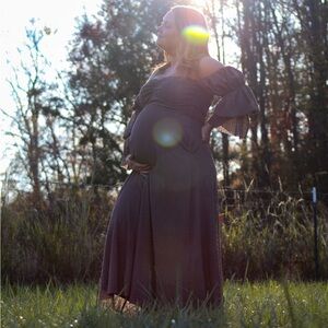 Worth Collective Bump friendly mocha dress (on or off shoulder)